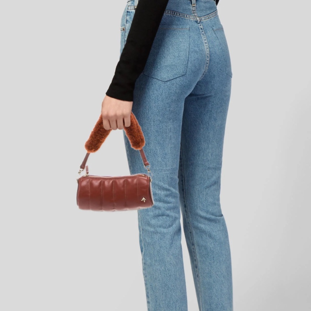 (#5) Manu Atelier Cylinder bag w/ faux fur handle